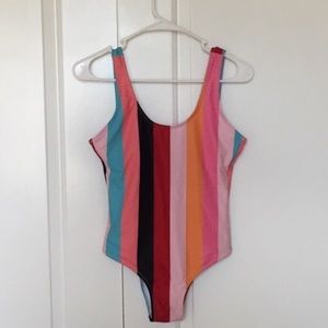 Stripped One Piece Swim Suit